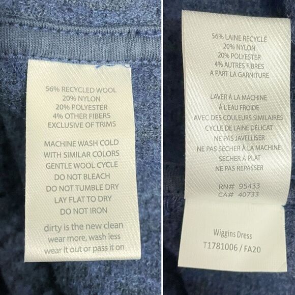 NWT Toad & Co Wiggins Wool Sweater Dress Women’s Size Small Navy Blue Active NEW - Picture 10 of 11